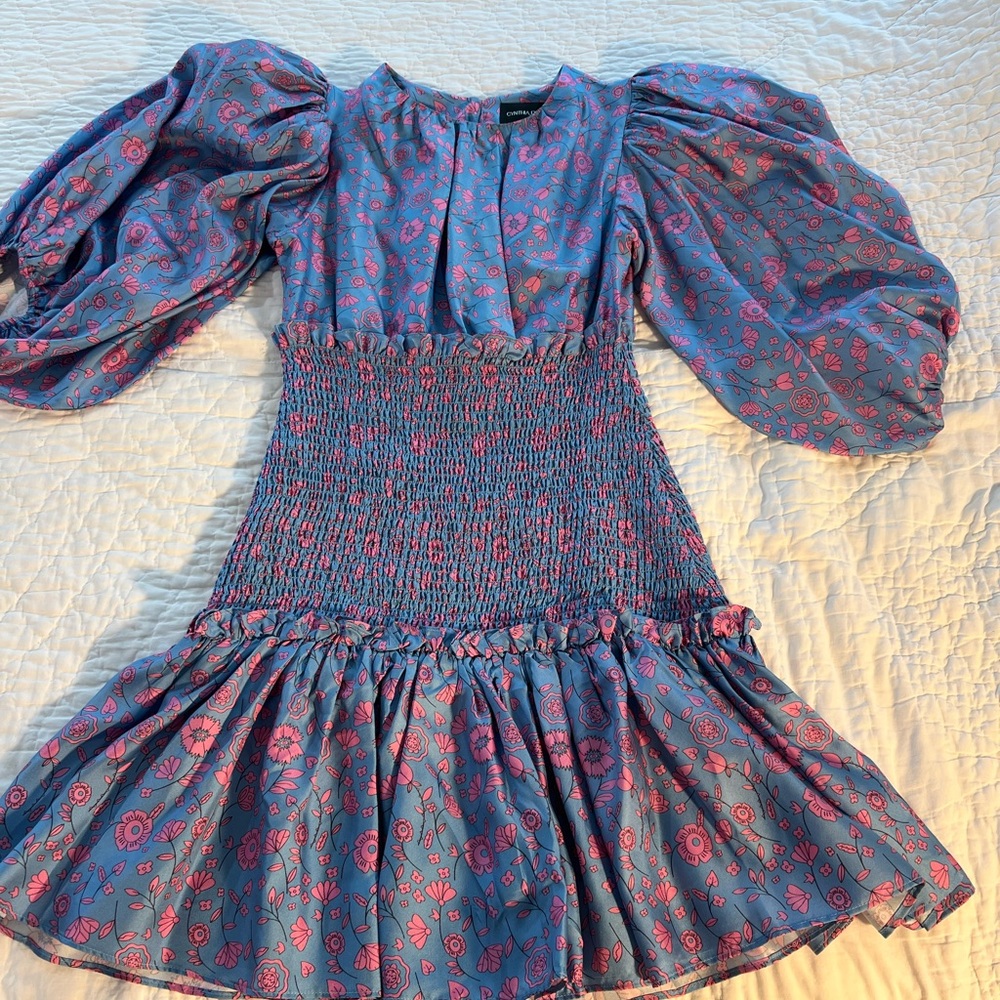 Cynthia Rowley silk dress size medium blue and pink